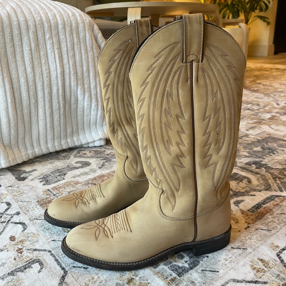 Justin Tan Leather Cowboy Boots Women’s